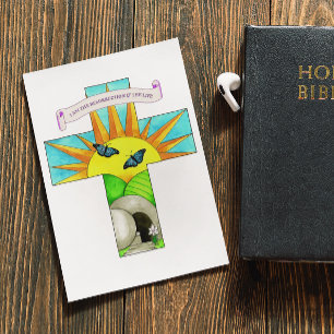 Ich bin die Auferstehung Kreuz Inspiration Postkar Postkarte