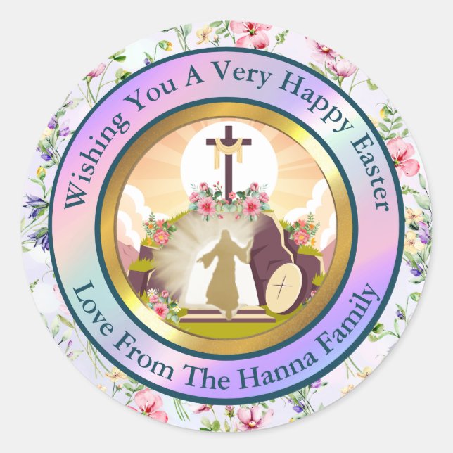 Ich bin die Auferstehung und das Leben Runder Aufkleber (Vorderseite)