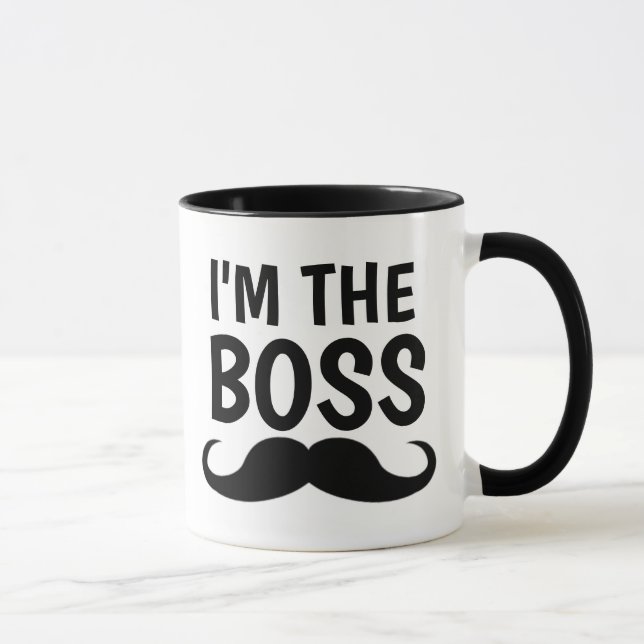 ICH BIN DIE BOSS, MUSTACHE KAFFEE-TASSE TASSE (Rechts)