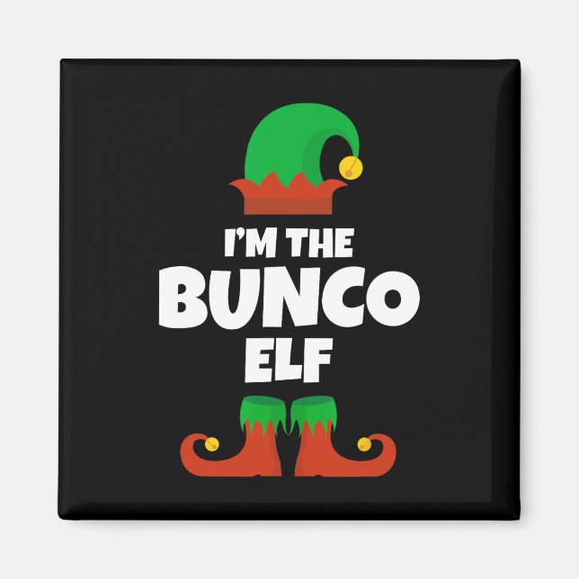 Ich bin die Bunco Elf Familie Pajama Weihnachts-Fu Magnet (Vorne)