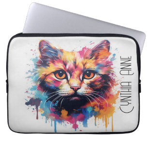 "Ich bin die Coolste" Wasserfarbenkatze - Laptop-S Laptopschutzhülle