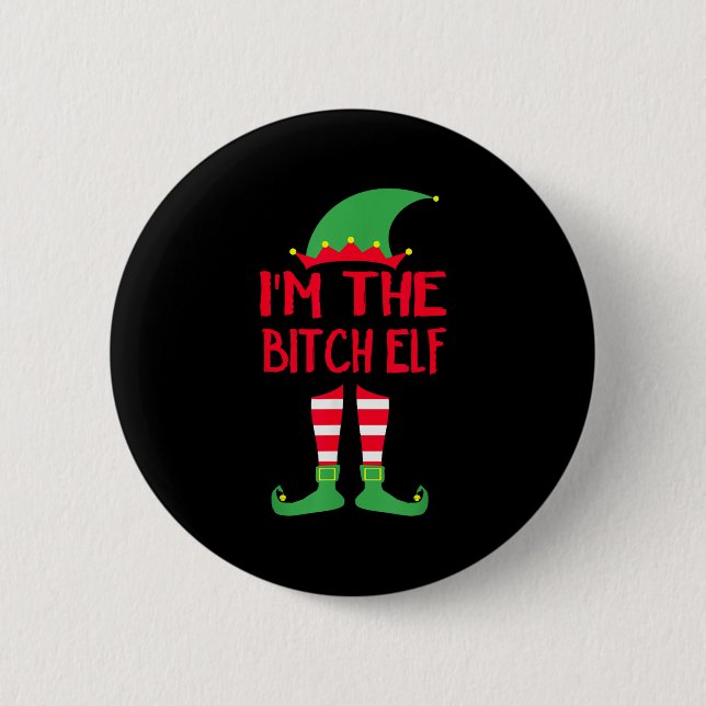 Ich bin die Elf Pajamas Matching Familie Weihnacht Button (Vorderseite)