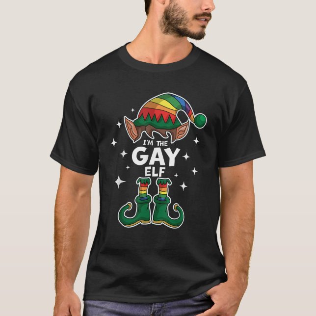 Ich bin die Gay Elf LGBTQ-Rainbow Elf Matching-Fam T-Shirt (Vorderseite)