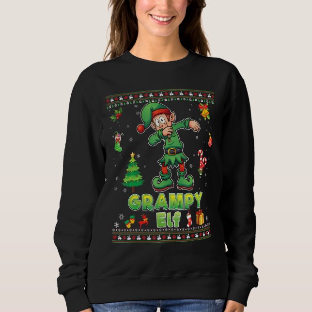 Ich bin die Grampy Elf Dabbing Familie frohe Weihn Sweatshirt (Vorderseite)