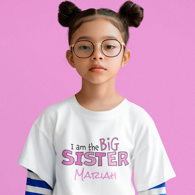 Ich bin die große Schwester Whimsical Pink Modern T-Shirt (I am the big sister custom t shirt)