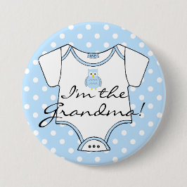 Ich bin die Großmutter-blauen Eulen-Blau-Tupfen Button