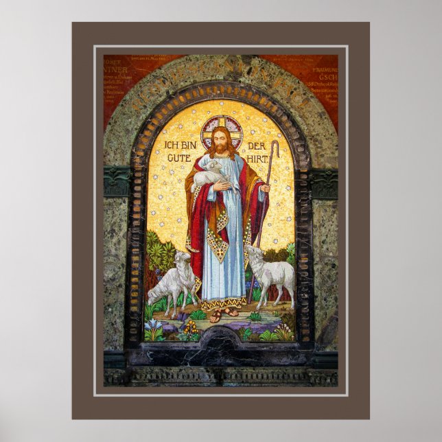 "ICH BIN DIE GUTE SHEPHERD" John 10:11 Mosaikkunst Poster (Vorne)