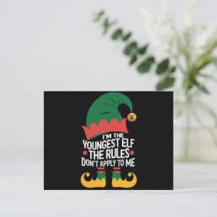 Ich bin die jüngste Elf-Matching-Familie Weihnacht Feiertagspostkarte