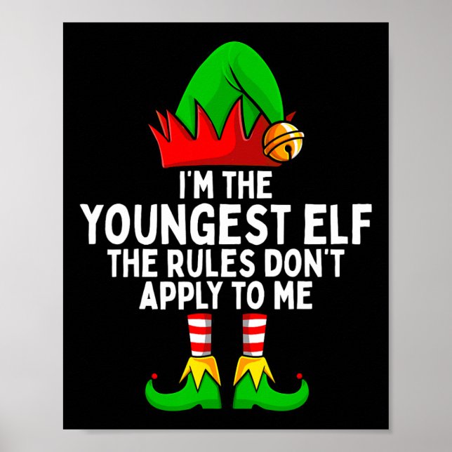 Ich bin die jüngste Elf-Matching-Familie Weihnacht Poster (Vorne)