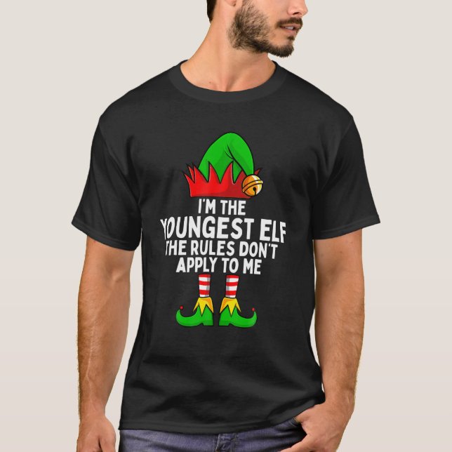 Ich bin die jüngste Elf-Matching-Familie Weihnacht T-Shirt (Vorderseite)