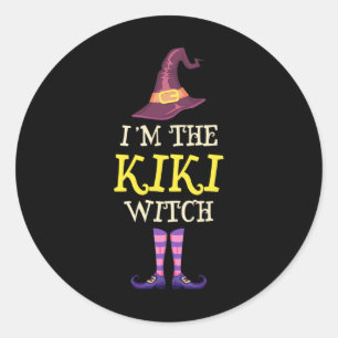 Ich bin die Kiki-Hexenkleider Halloween-Witchy Runder Aufkleber