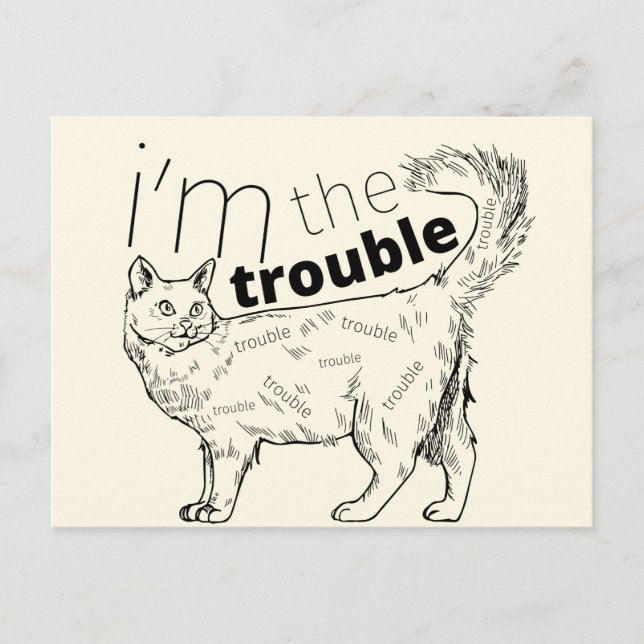 Ich bin die lustige Katze - minimale schwarz & cre Postkarte (Vorderseite)