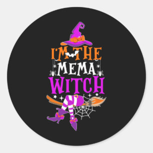 Ich bin die Mema Witch Funny Halloween Familie Mat Runder Aufkleber