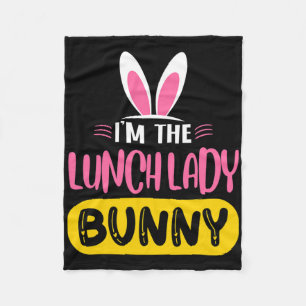 Ich bin die Mittagessen-Dame Bunny Hasenohren Ei L Fleecedecke
