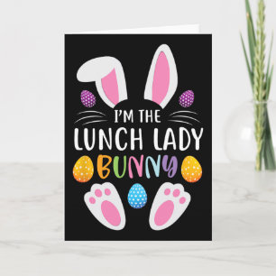 Ich bin die Mittagessen-Dame Bunny lustiger Ostert Karte