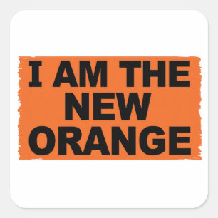 Ich bin die neue Orange Quadratischer Aufkleber