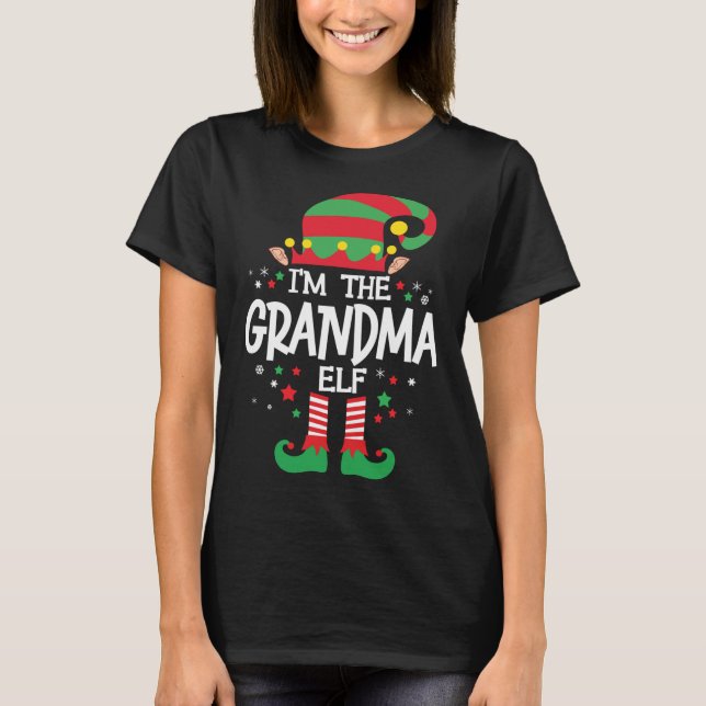 Ich bin die Oma-Elf-Weihnachtsbaumgruppe T-Shirt (Vorderseite)