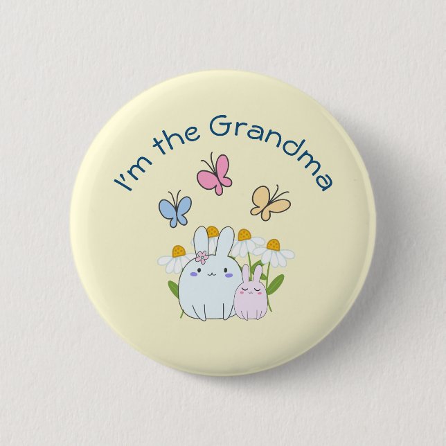 Ich bin die Oma Niedlich Bunnies Button (Vorderseite)