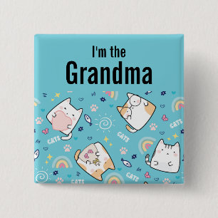 Ich bin die Oma Niedlich Kitty Cat Pattern Whimsic Button