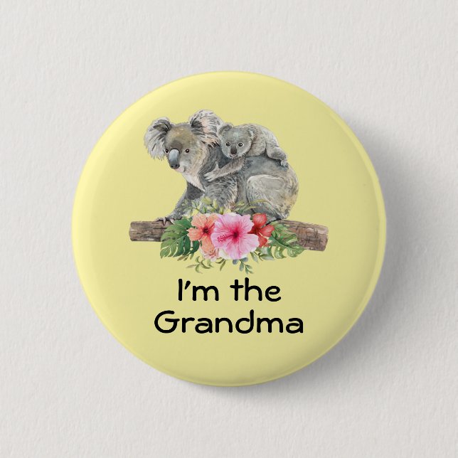 Ich bin die Oma Niedlich Koala Bears Watercolor Button (Vorderseite)
