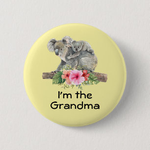Ich bin die Oma Niedlich Koala Bears Watercolor Button