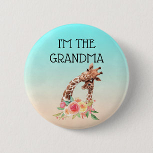 Ich bin die Oma Niedlich Mama & Baby Giraffen Button