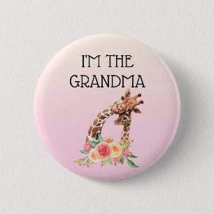 Ich bin die Oma Niedlich Mama & Baby Giraffen Button