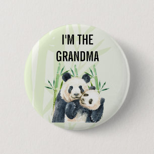 Ich bin die Oma Niedlich Watercolor Panda Bears Button