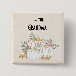 Ich bin die Oma White and Gold Pumpkins Wasserfarb Button