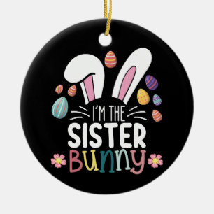 Ich bin die Schwester Bunny Osterfamilie, die pass Keramik Ornament