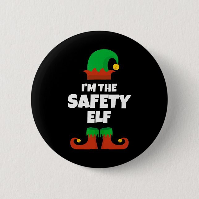 Ich bin die Sicherheits-Elf-Familien-Pyjama-Weihna Button (Vorderseite)