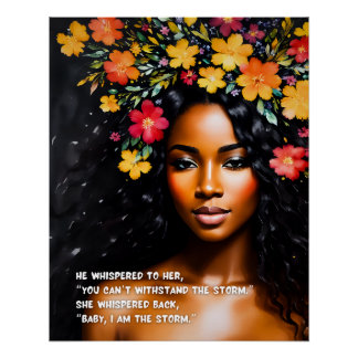 Ich bin die Storm Black Woman Wassercolor Floral A Poster