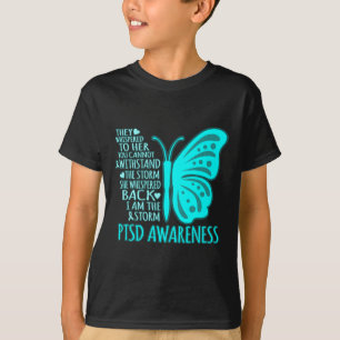 Ich bin die Storm Ptsd Stress Awareness Ribbon Gra T-Shirt