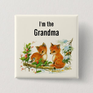 Ich bin die süße Oma Fuchs im Vintage-Stil Button