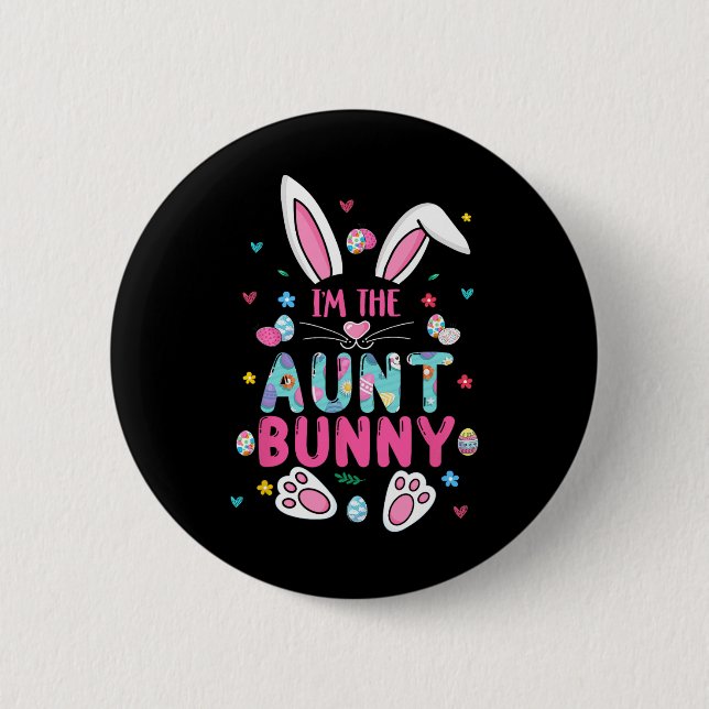 Ich bin die Tante Bunny Happy Ostern Niedliche Tan Button (Vorderseite)