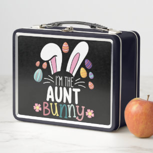 Ich bin die Tante Bunny Osterfamilie Matching Metall Brotdose