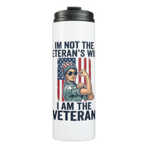 Ich bin die Veteranin Patriotische Frau Veteranin Thermosbecher