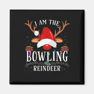 Ich bin die Weihnachtsfamilie Bowling Rentier Magnet