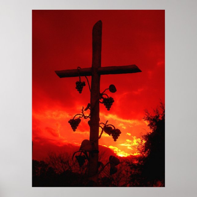 Ich bin die Weinrebe, du bist die Äste Kreuzplakat Poster (Vorne)