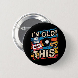 Ich bin diese alte farbenfrohe Retro-Musik-Nostalg Button