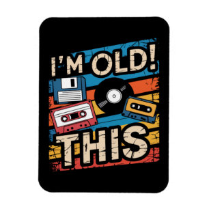 Ich bin diese alte farbenfrohe Retro-Musik-Nostalg Magnet