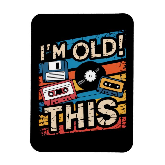 Ich bin diese alte farbenfrohe Retro-Musik-Nostalg Magnet (Vertikal)