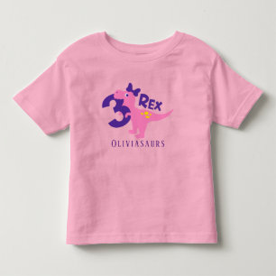 Ich bin drei Rex Girl Pink Dinosaurier Custom Kleinkind T-shirt