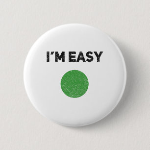 Ich bin Easy Green Skiing Circle Snowboard Vintage Button