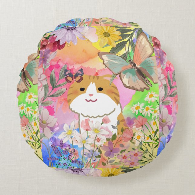 Ich bin echt, von der Blume angetrieben - Niedlich Rundes Kissen (Vorderseite)