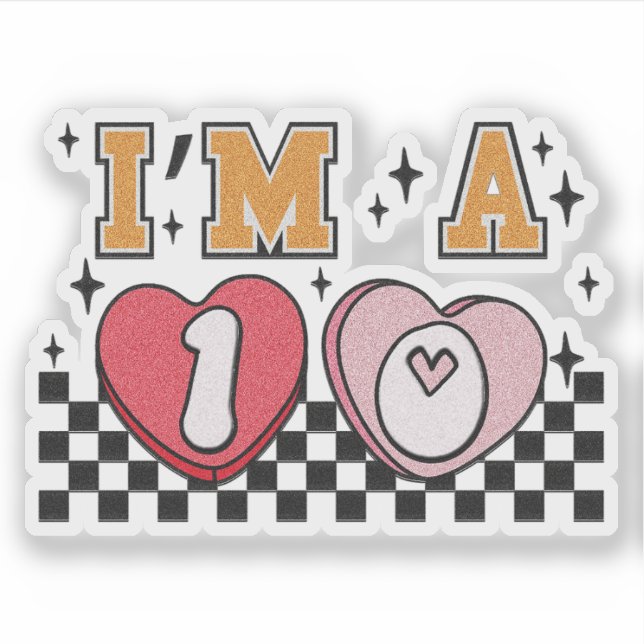 Ich bin ein 10 Valentinsticker - Valentinsticker Aufkleber (Vorderseite)