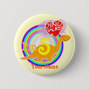 Ich bin ein 5 Geburtstags-Party orange Dino Ihr Button