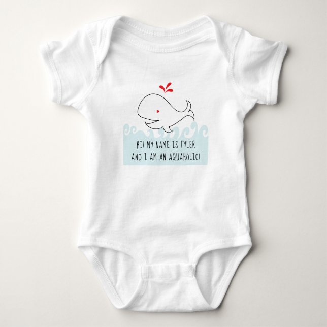 ICH BIN EIN AQUAHOLIC WALE Baby Jersey Bodysuit Strampler (Vorderseite)