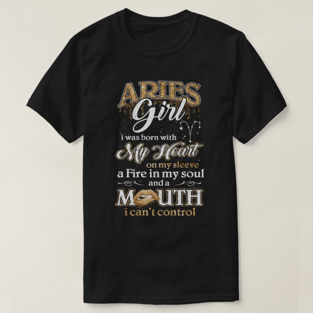 Ich bin ein Aries Girl Lipstick März April Funny Z T-Shirt (Design vorne)