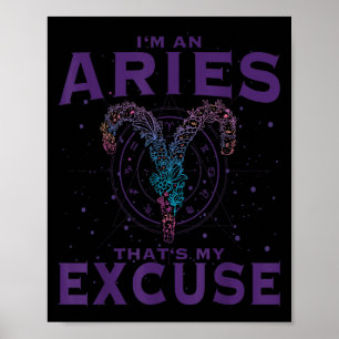 Ich bin ein Aries Zodiac Sign Graphic Art Ram Horo Poster